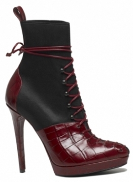 black and red lace up ankle boots